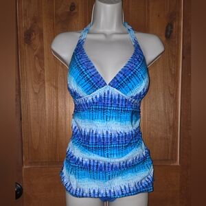 Profile By Gottex Blue and White Bikini Tank Top Only
